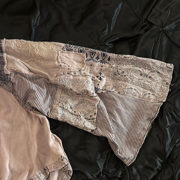 Bohemian Patchwork Top in Beige and Blue - Picture 7 of 15